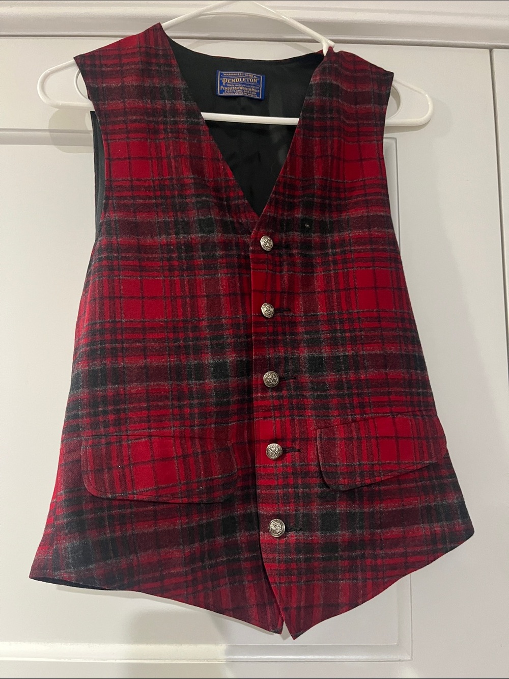 Pendleton Red and Black Plaid Kids Vest